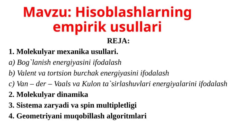 Hisoblashlarning empirik usullari 1