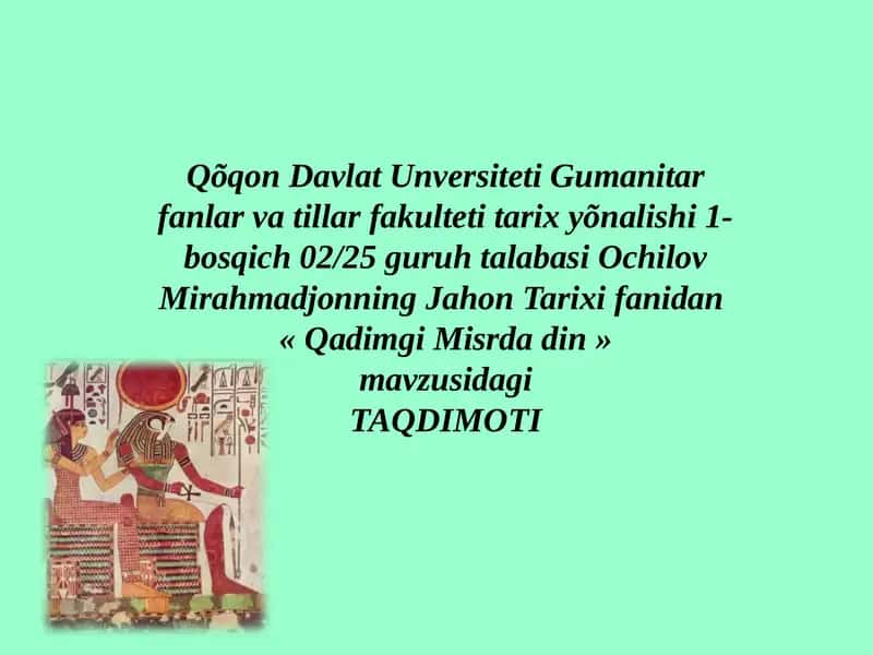 « Qadimgi Misrda din » 1