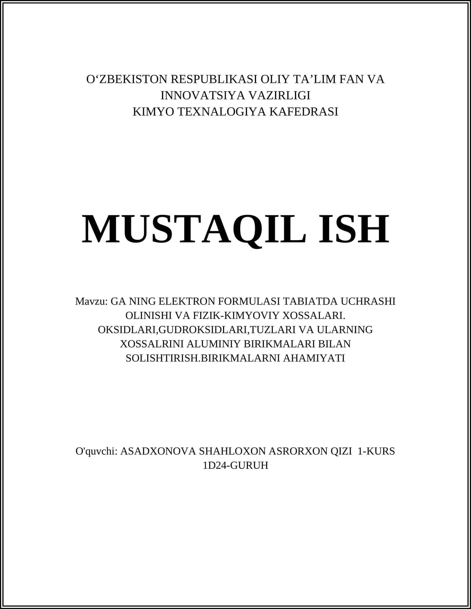 Kimyo Texnalogiya Kafedrasi 1