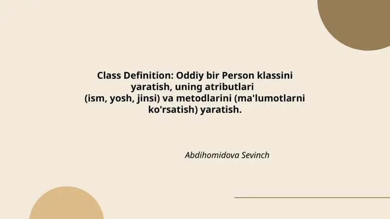 Class Definition 1