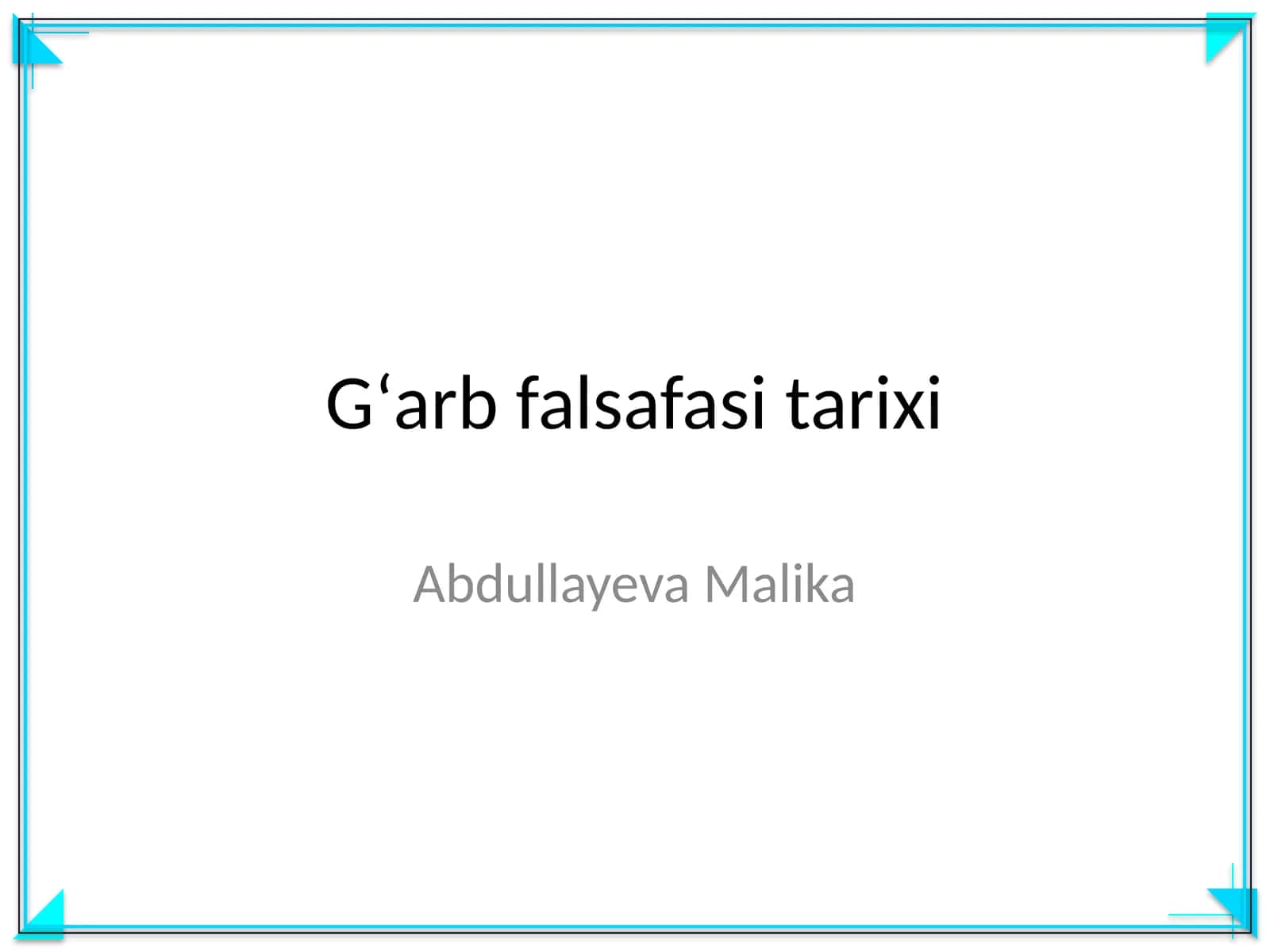 Gʻarb falsafasi tarixi 1