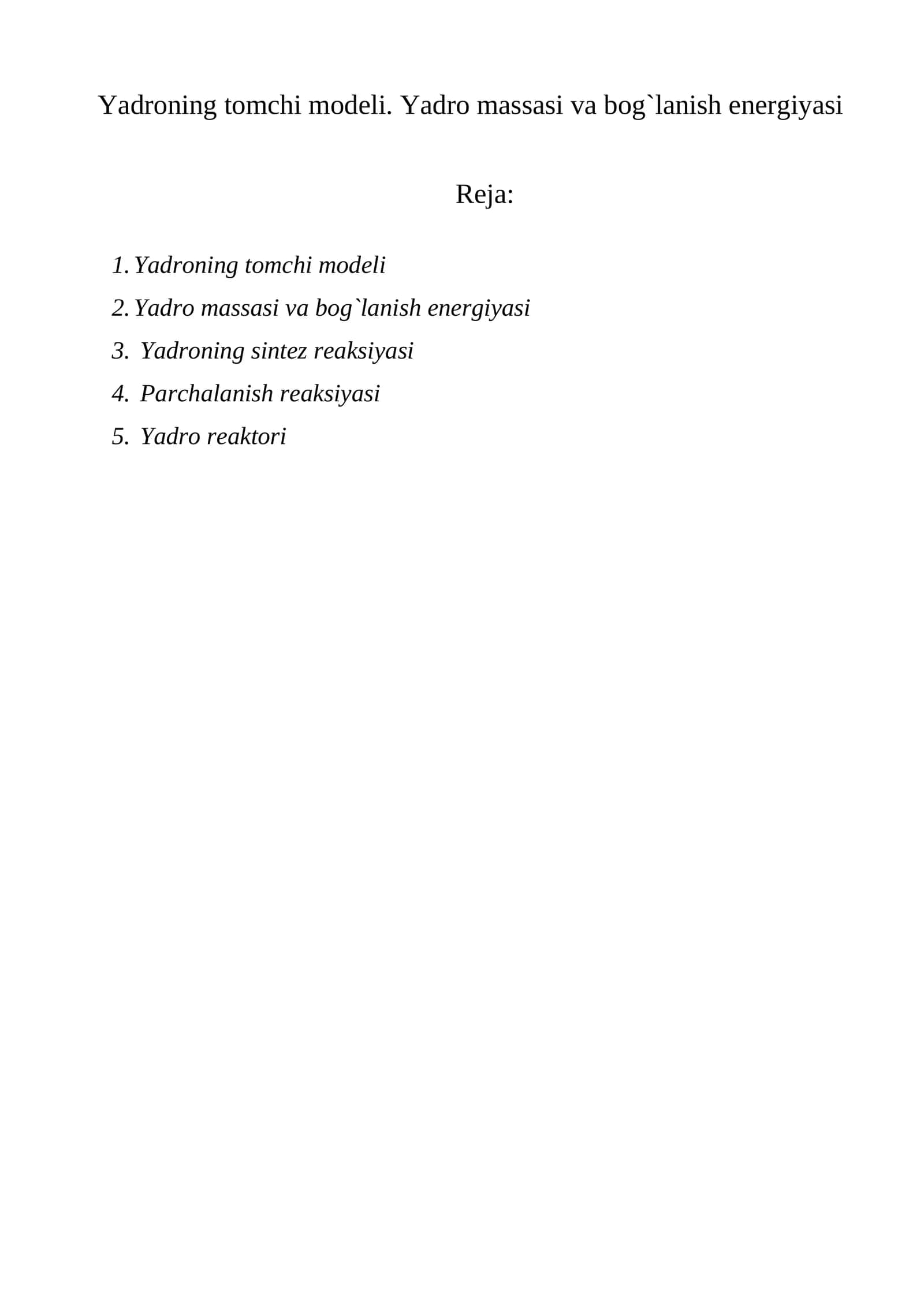 Yadroning tomchi modeli 1