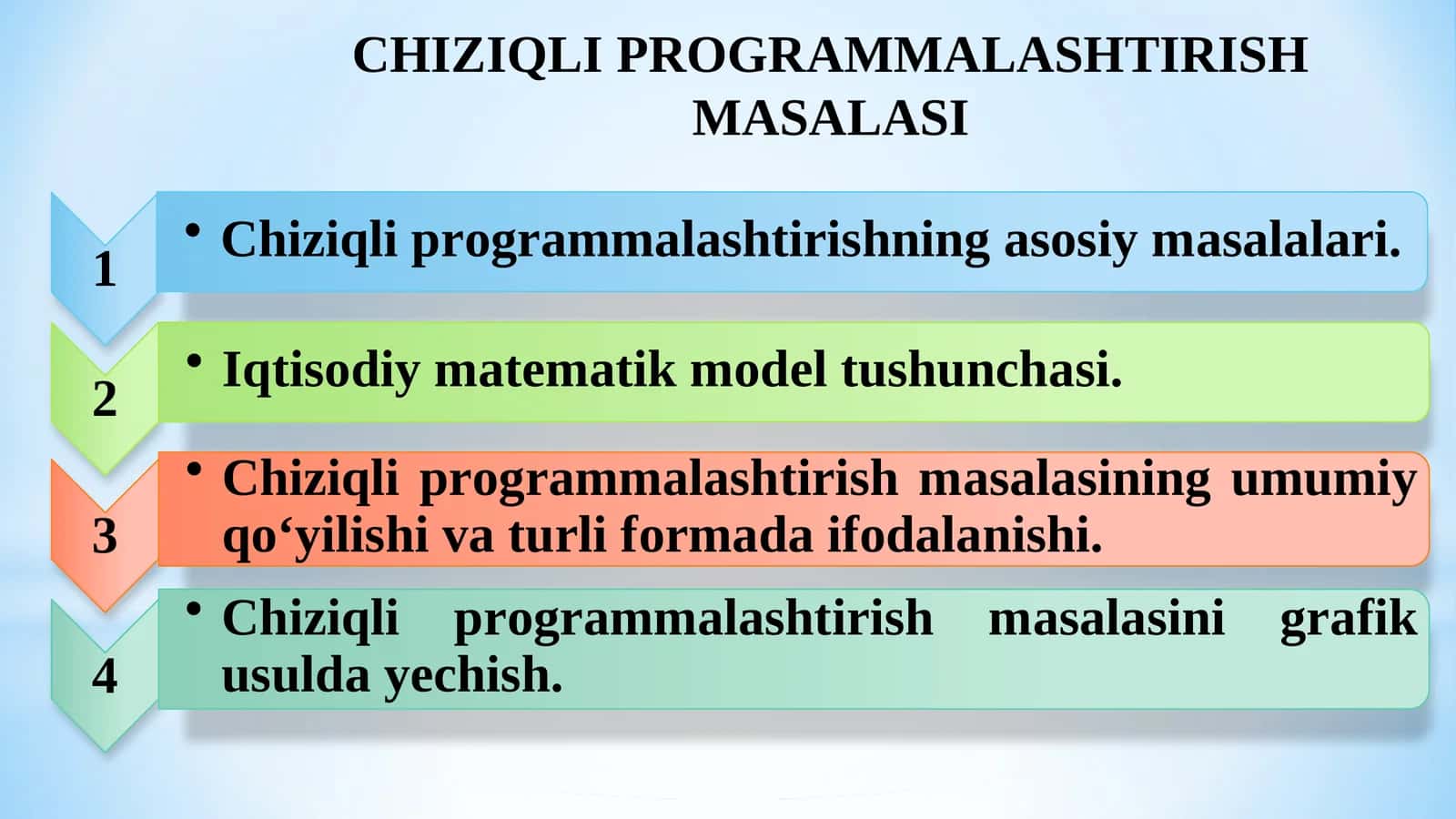 Chiziqli Programmalashtirish Masalasi 1