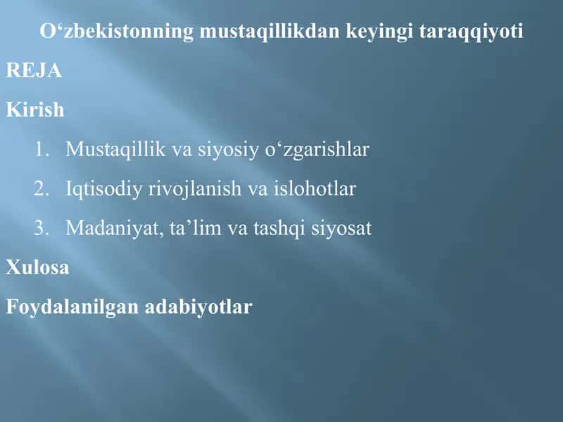 O‘zbekistonning mustaqillikdan keyingi taraqqiyoti 1