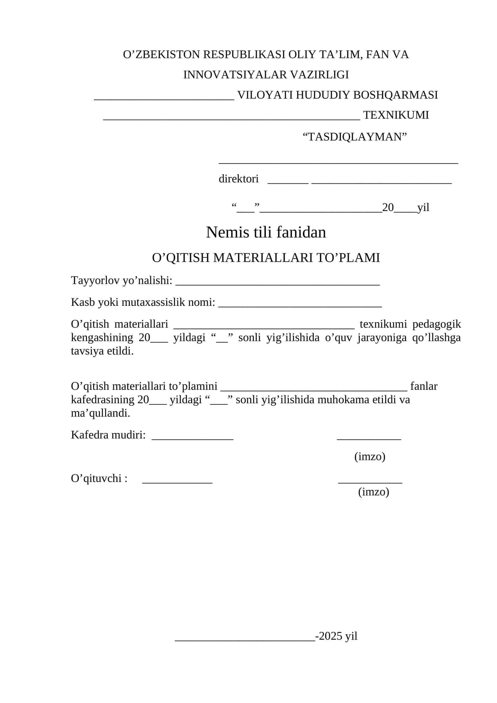 O’QITISH MATERIALLARI TO’PLAMI 1
