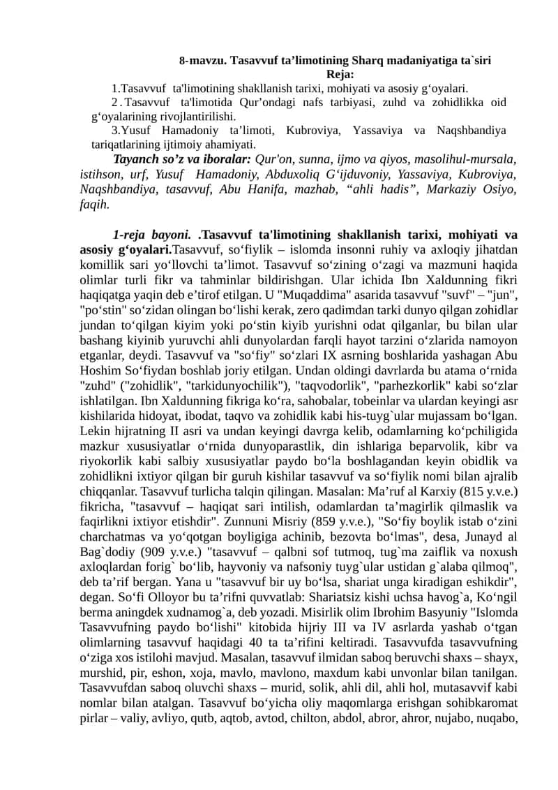 Tasavvuf Ta'limoti 1