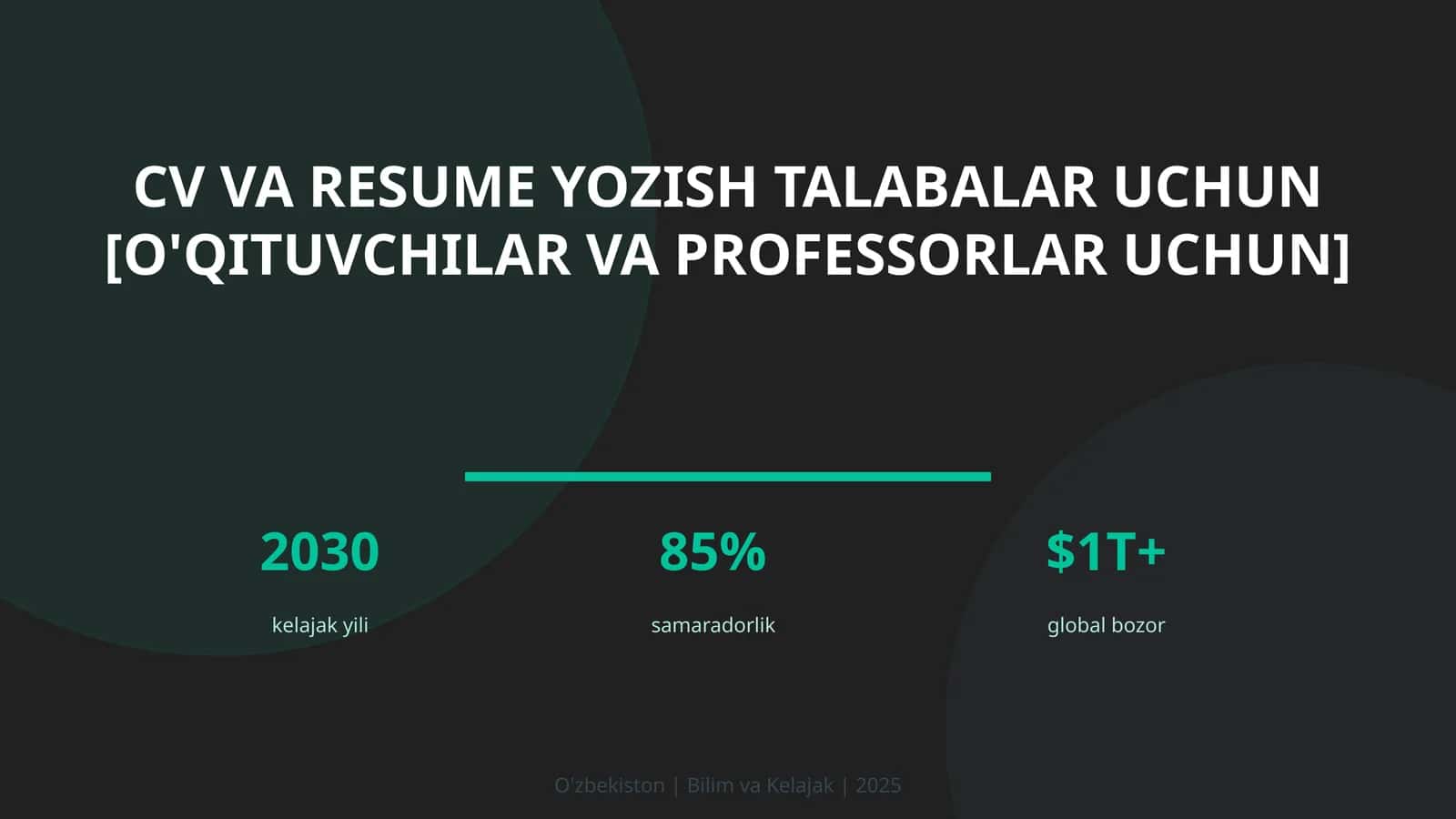 CV va resume yozish talabalar uchun [o'qituvchilar va professorlar uchun] 1