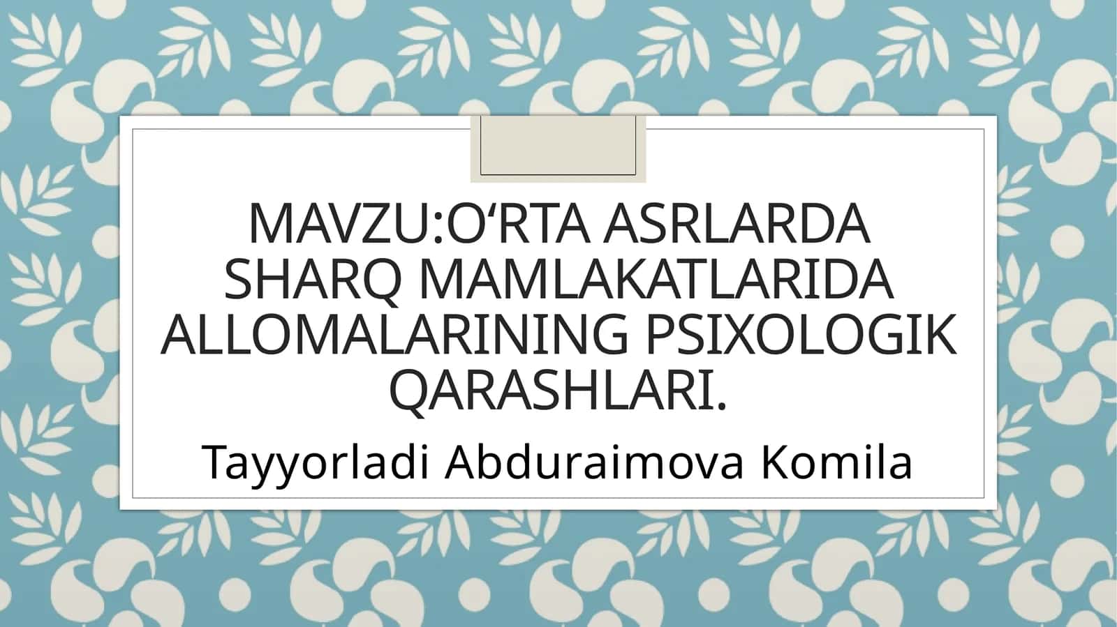 Abduraimova Komila 1