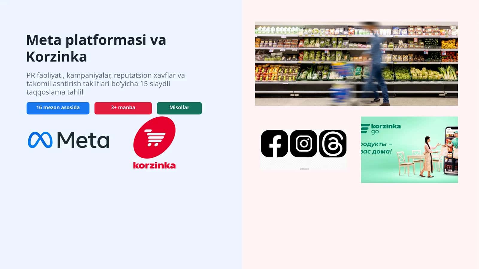 Meta platformasi va Korzinka 1