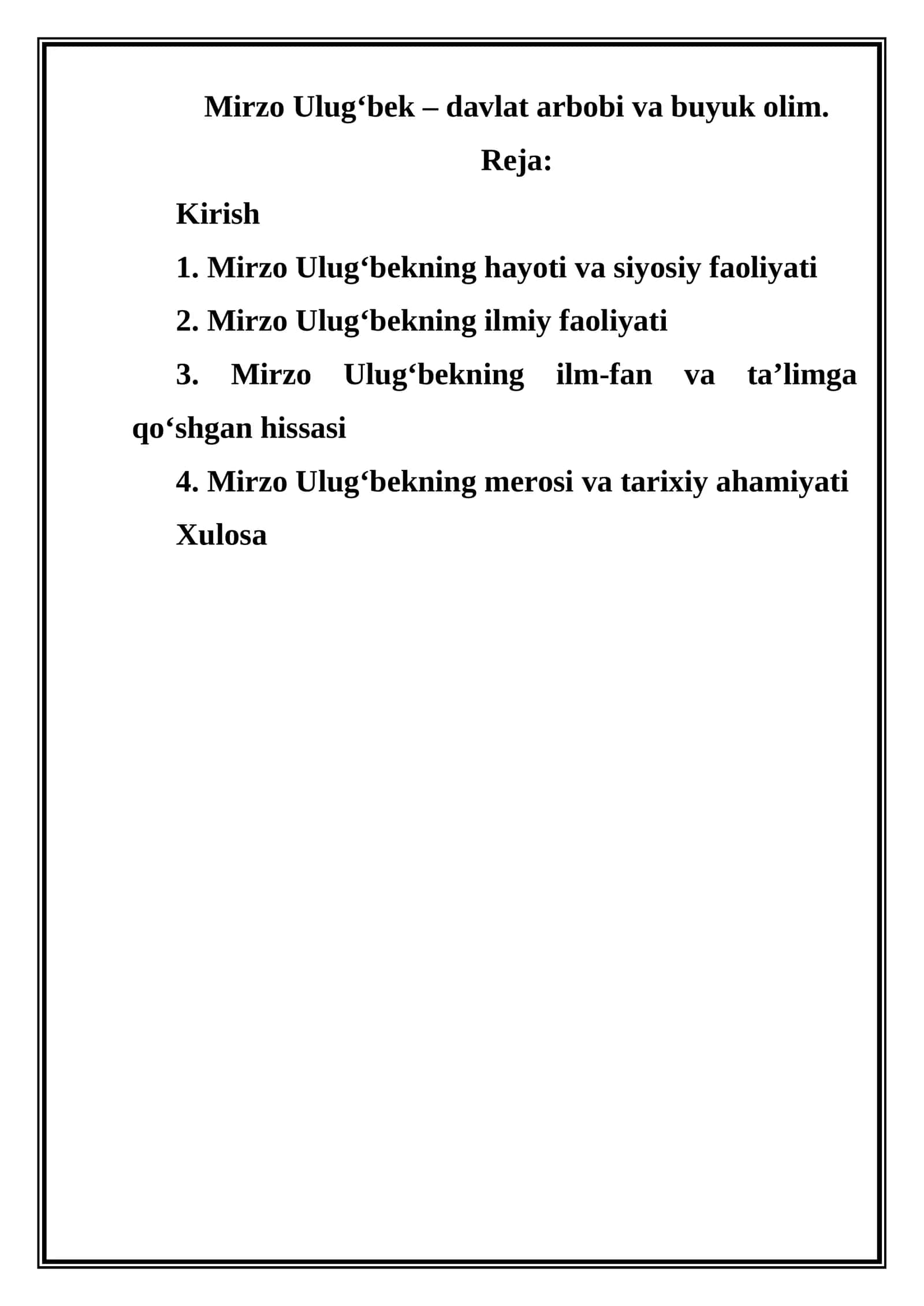 Mirzo Ulug‘bekning hayoti va faoliyati 1