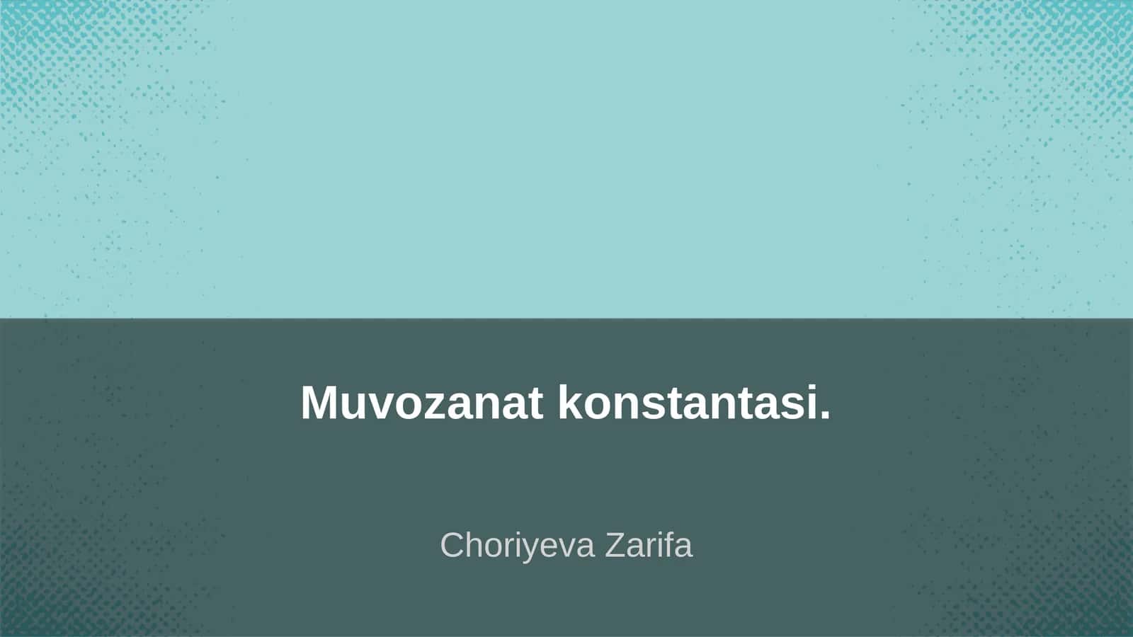Muvozanat konstantasi 1