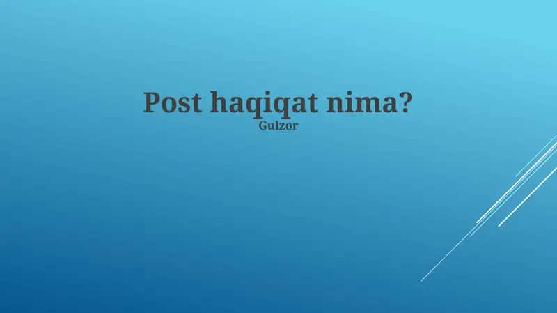 Post-Haqiqat Mexanikasi 1