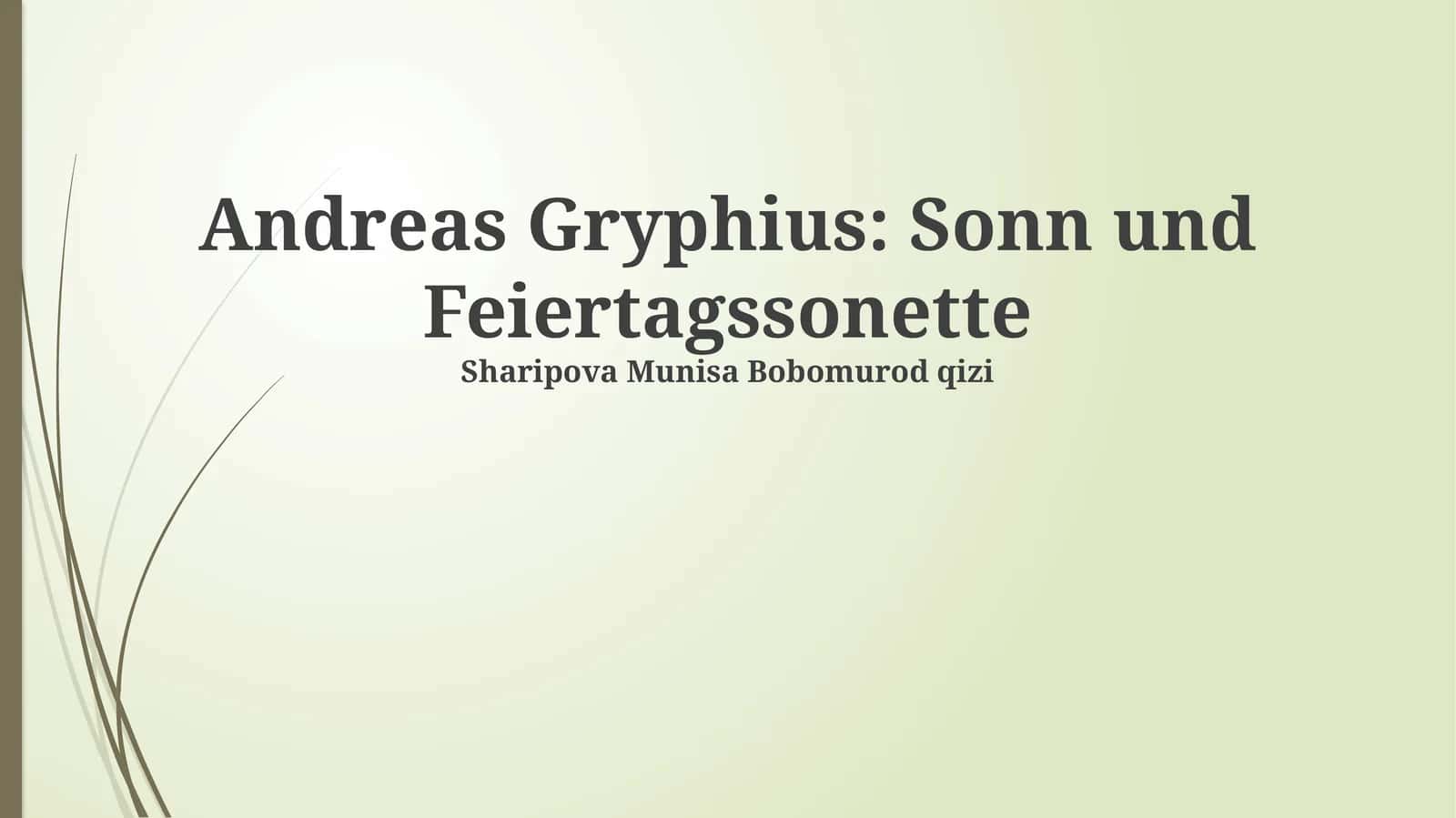 Sonn und Feiertagssonette 1