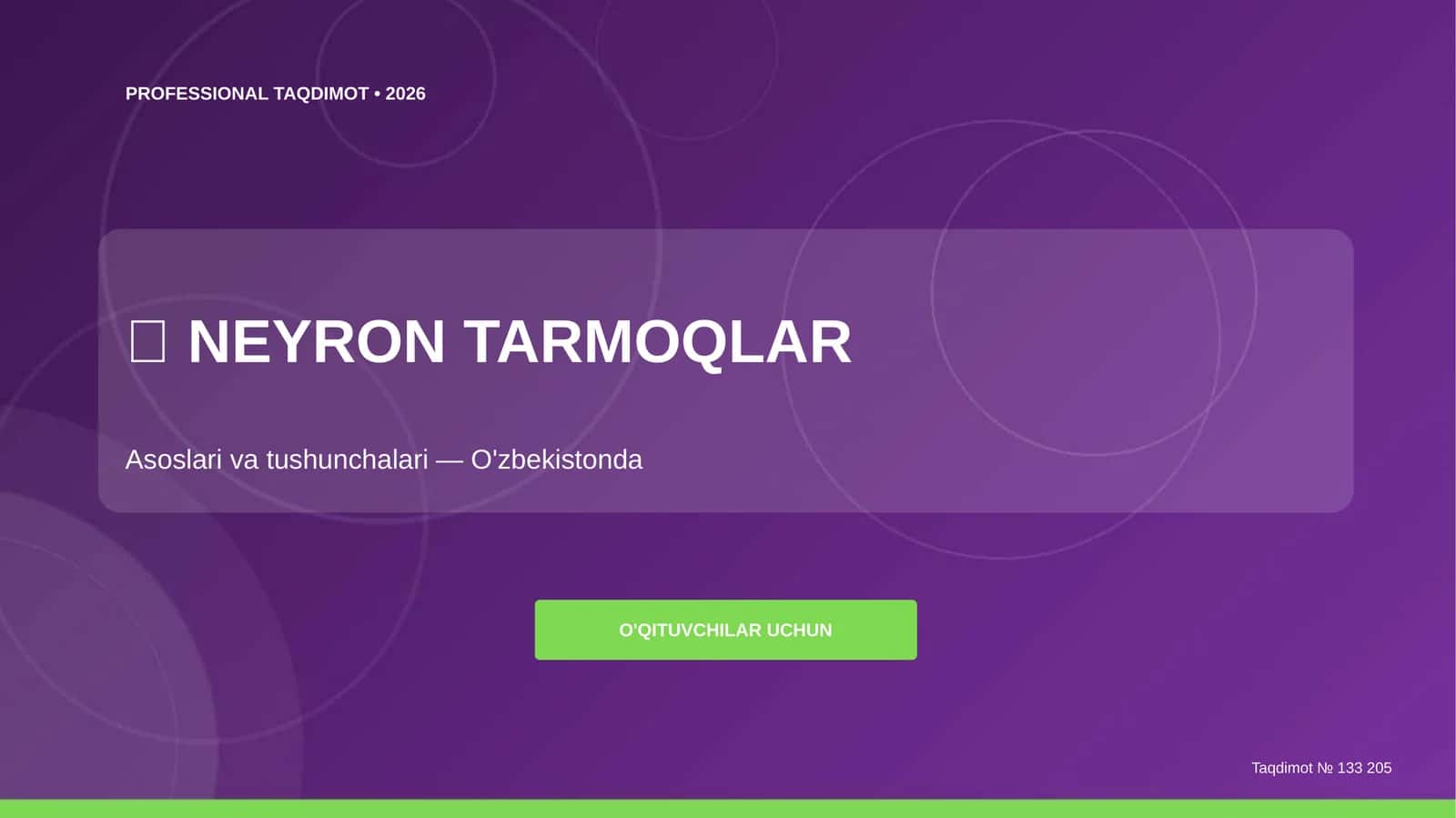 NEYRON TARMOQLAR: asoslari va tushunchalari 1