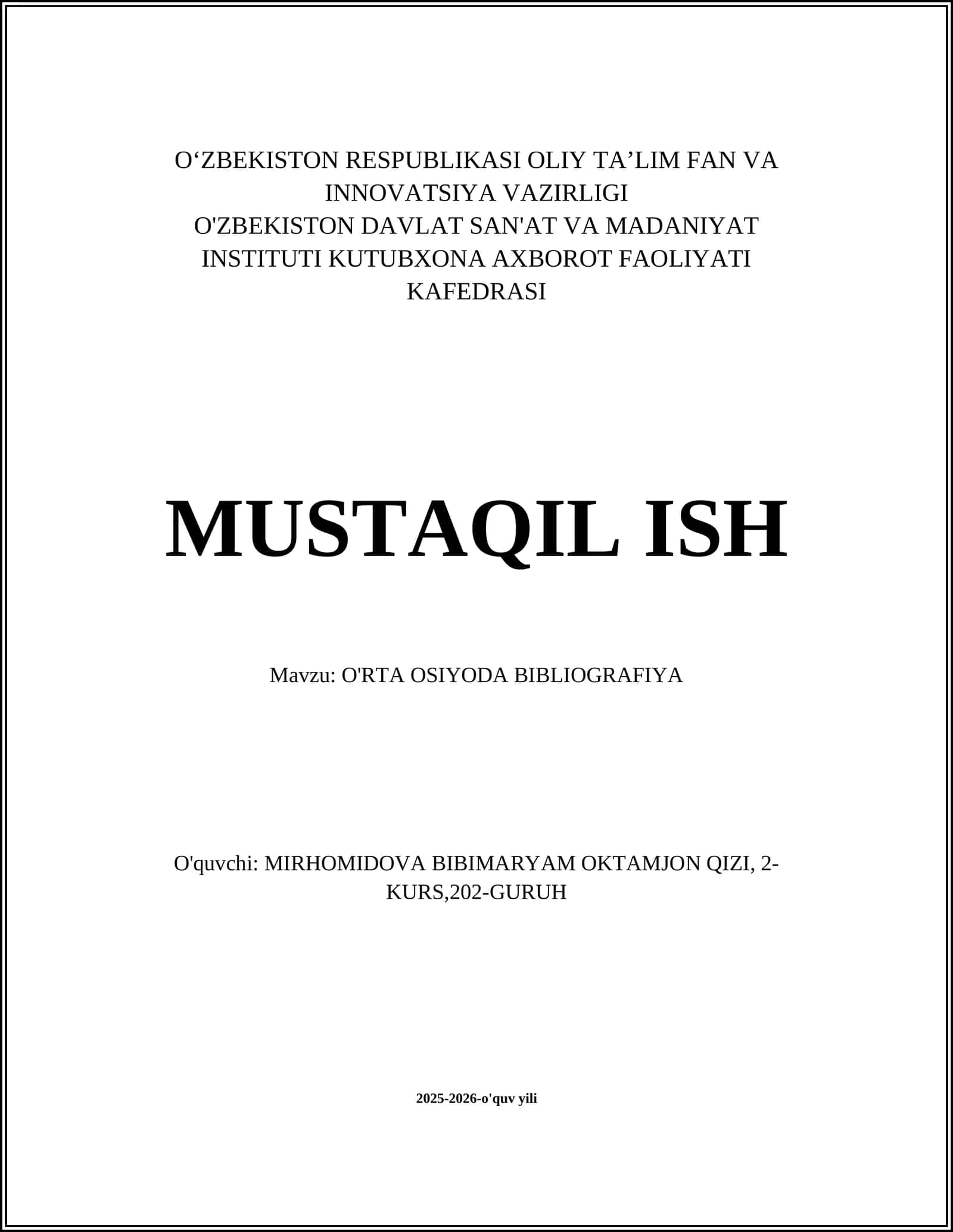 O'rta Osiyoda Bibliografiya 1