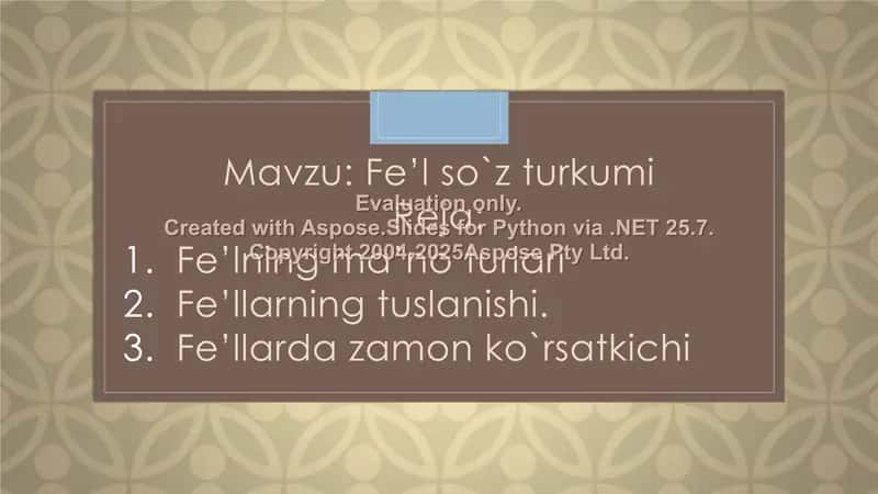 Fe’l so`z turkumi 1