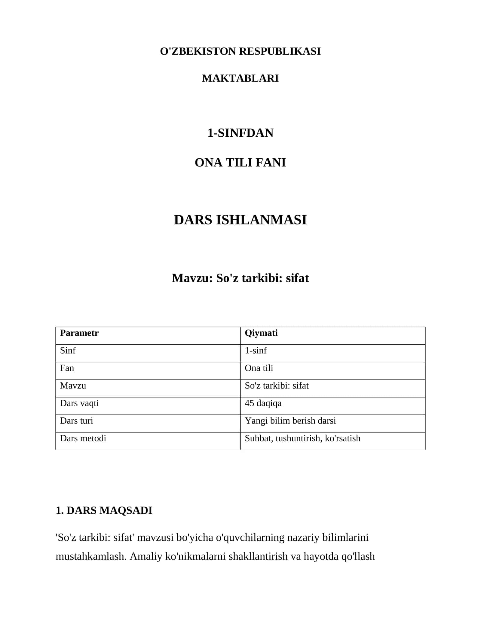 So'z tarkibi: sifat 1
