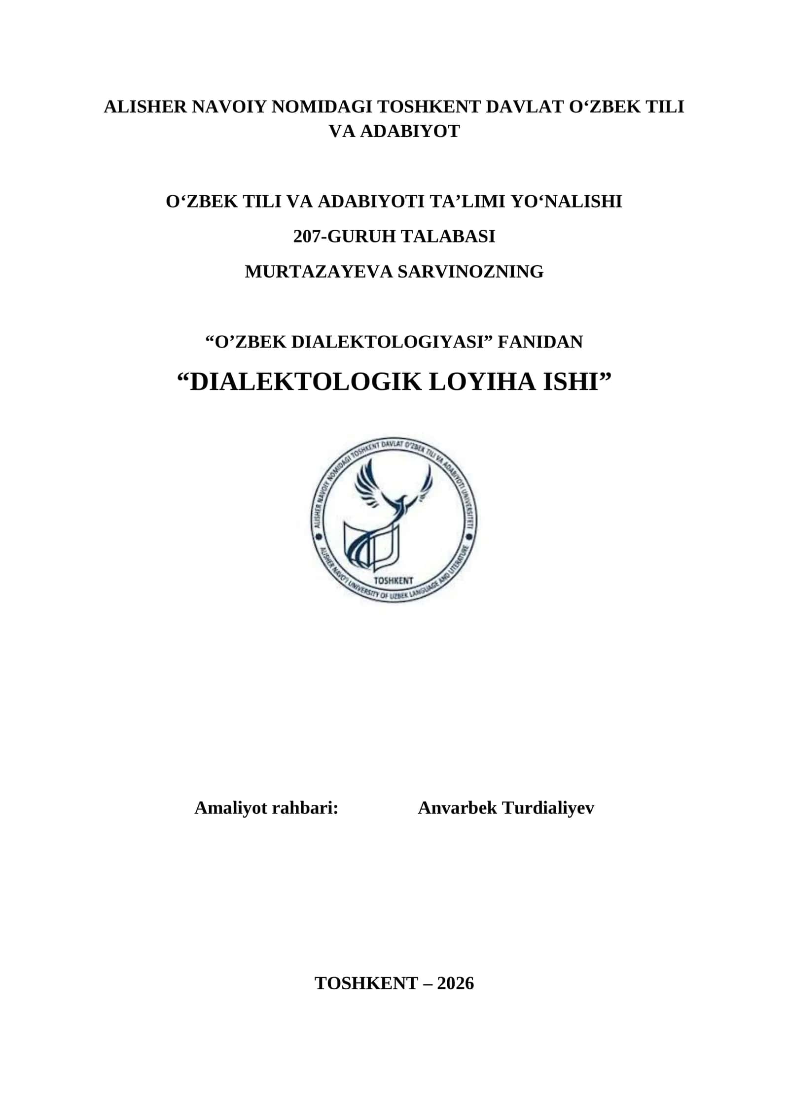 DIALEKTOLOGIK LOYIHA ISHI 1
