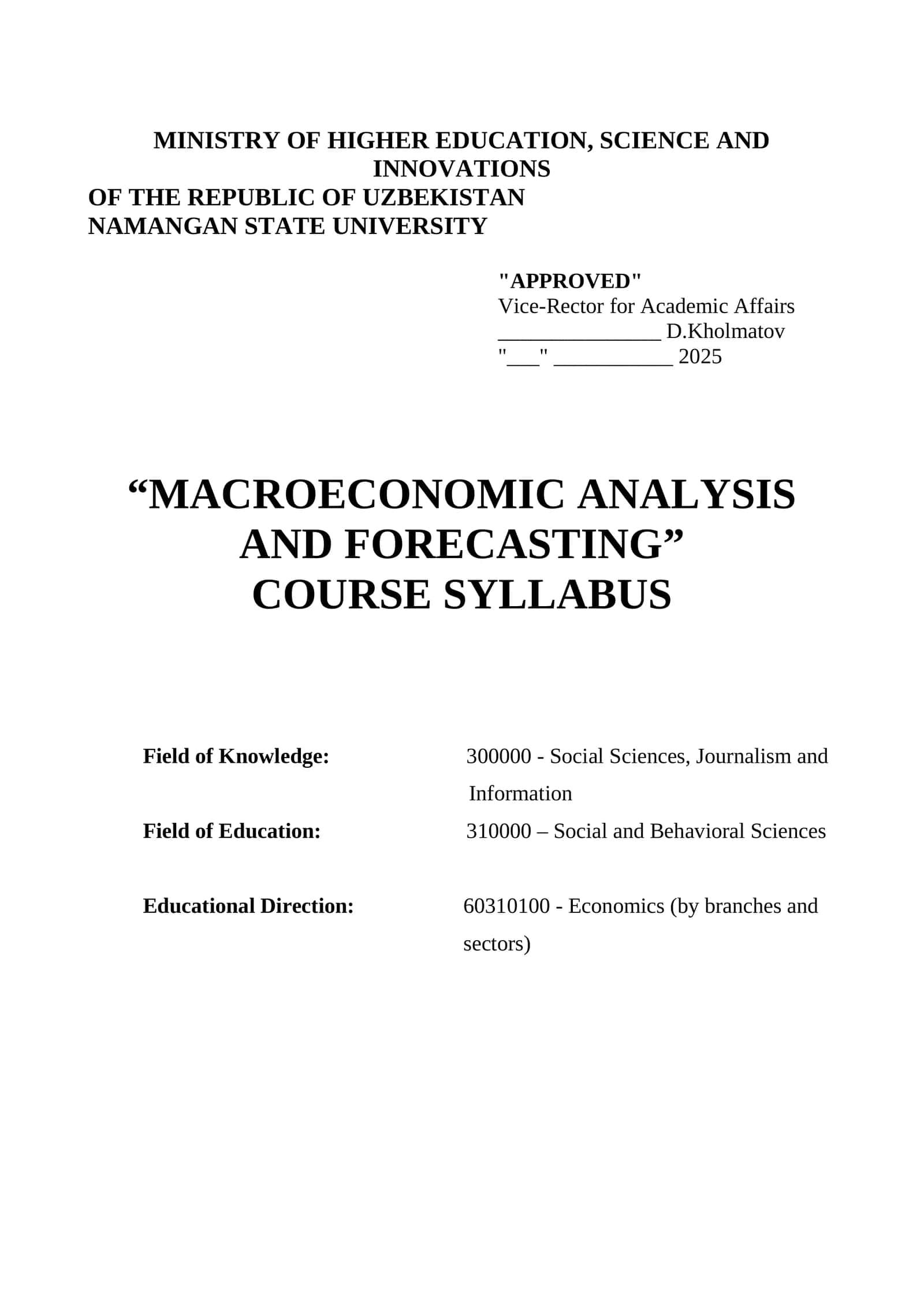 Macroeconomic Analysis and Forecasting 1