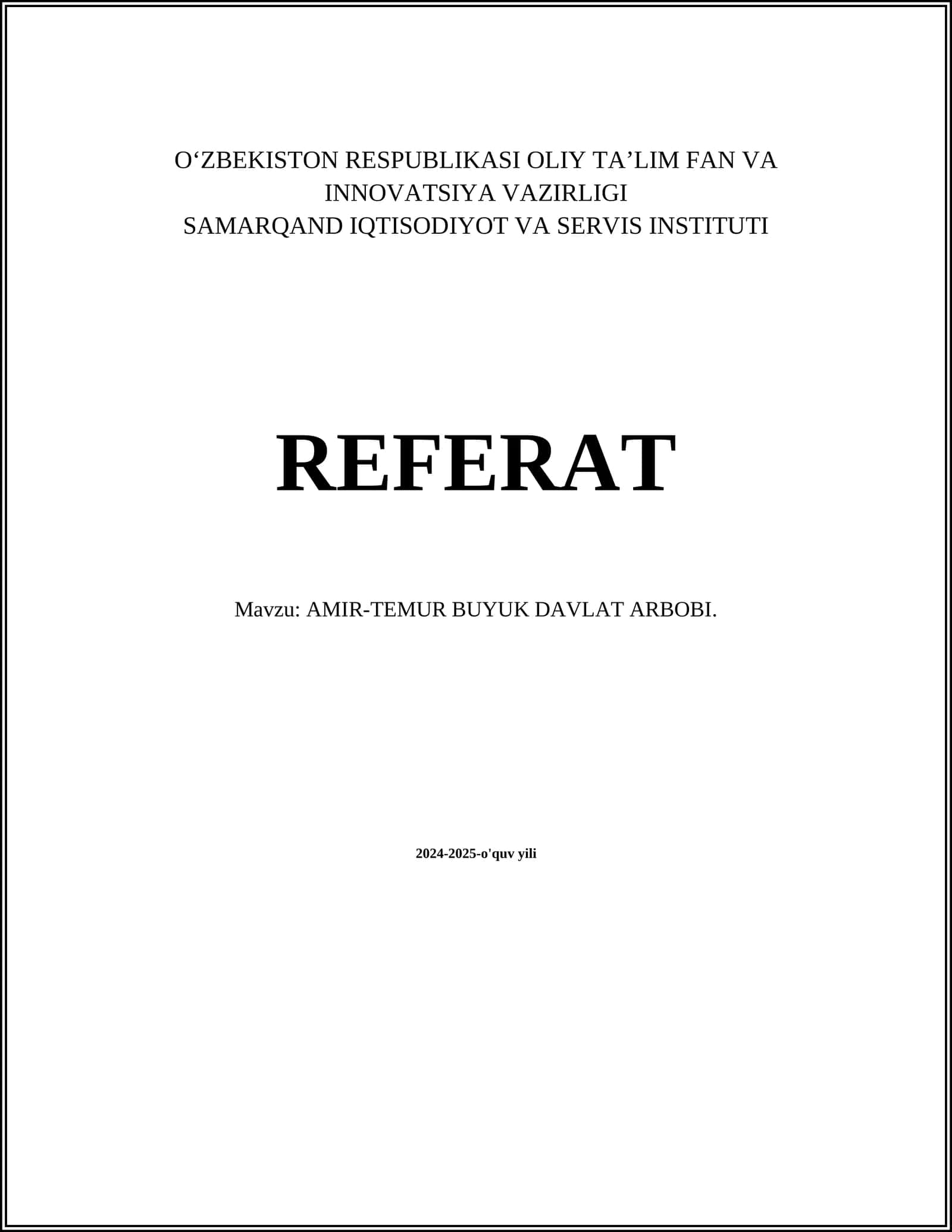 AMIR-TEMUR BUYUK DAVLAT ARBOBI 1