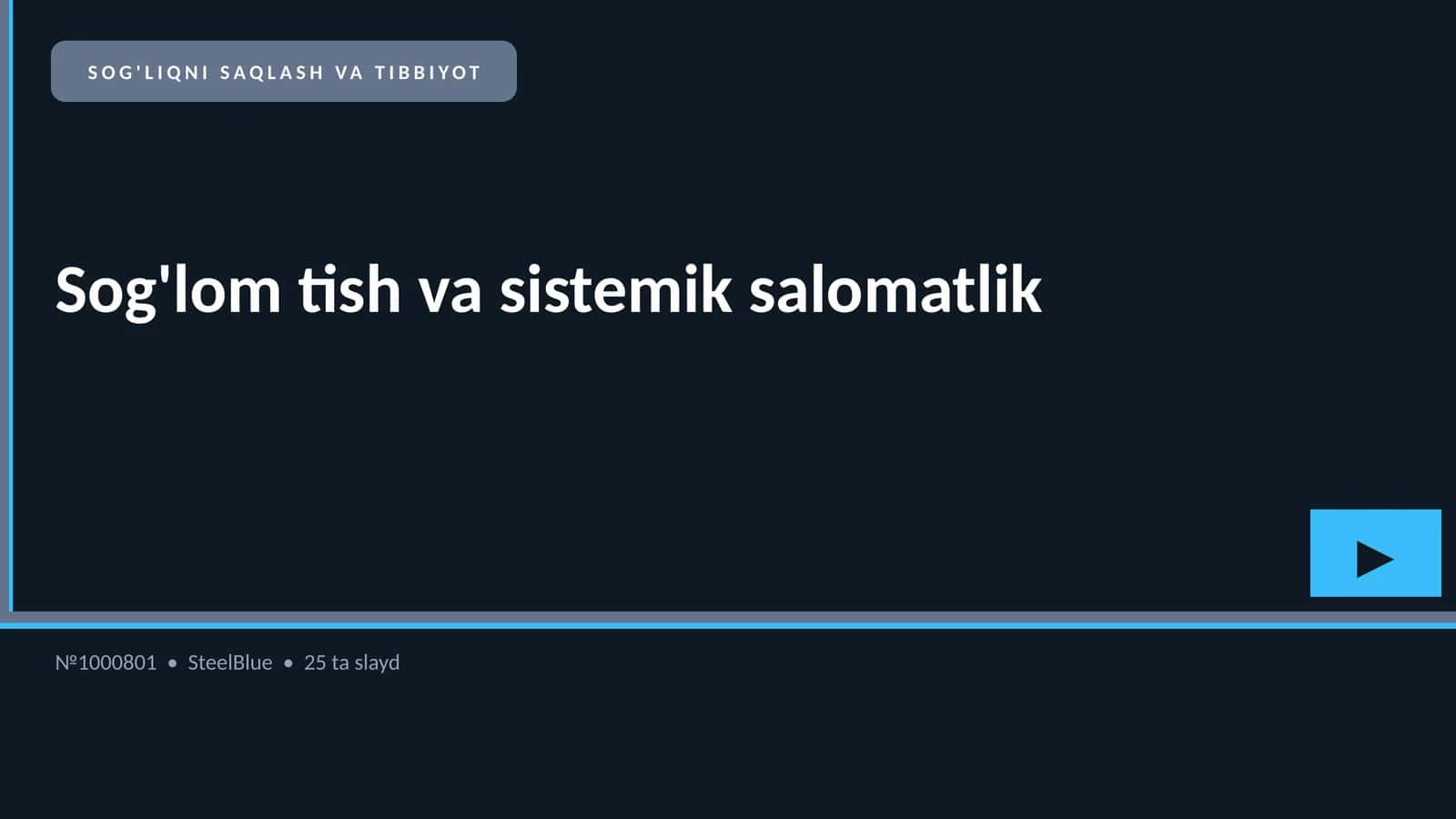 SOG'LIQNI SAQLASH VA TIBBIYOT 1