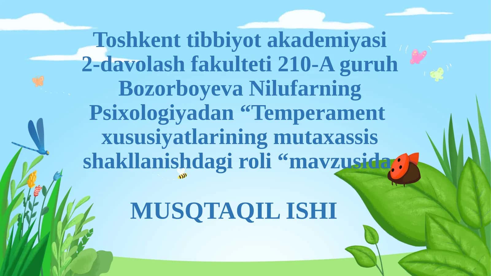 Temperamentning mutaxassis shakllanishi 1