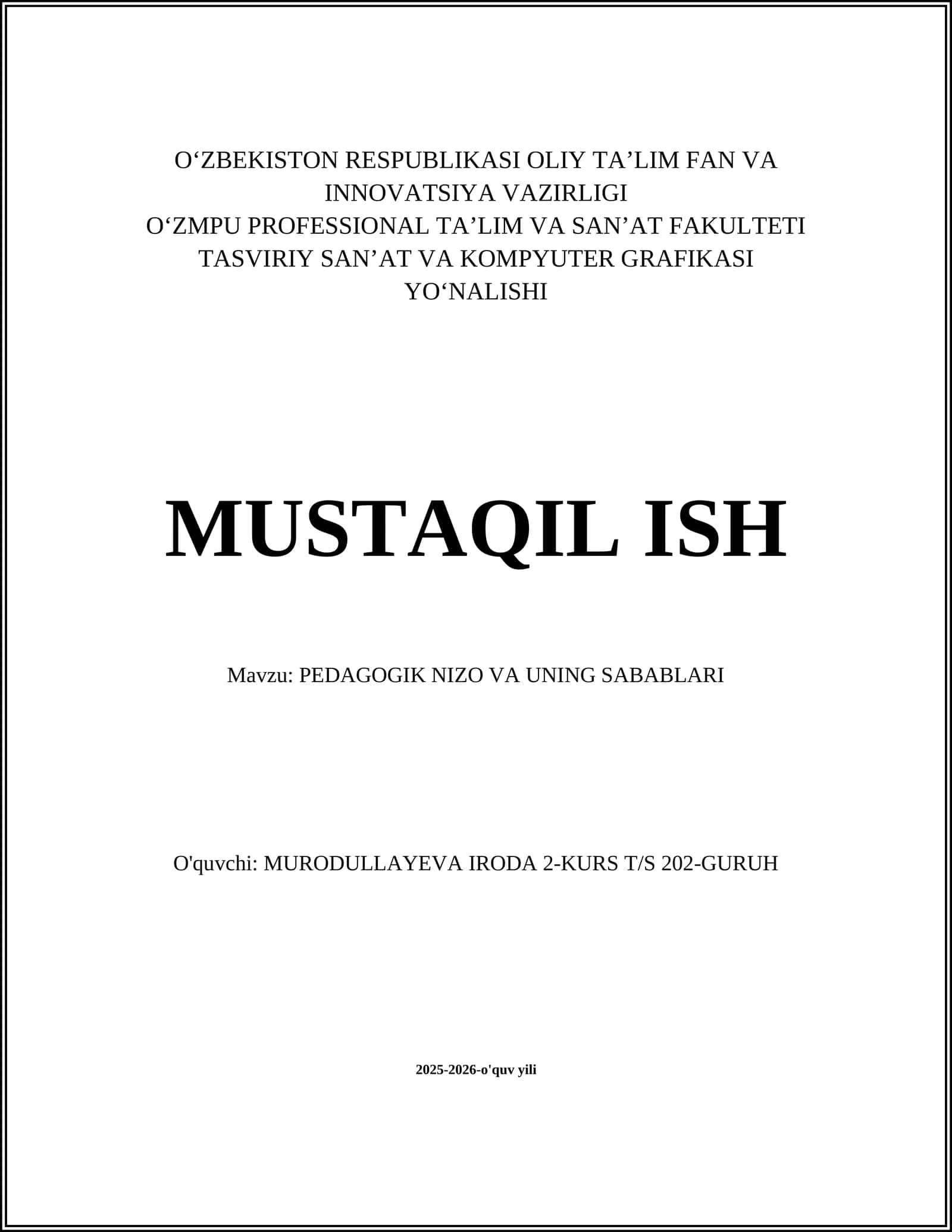 PEDAGOGIK NIZO VA UNING SABABLARI 1