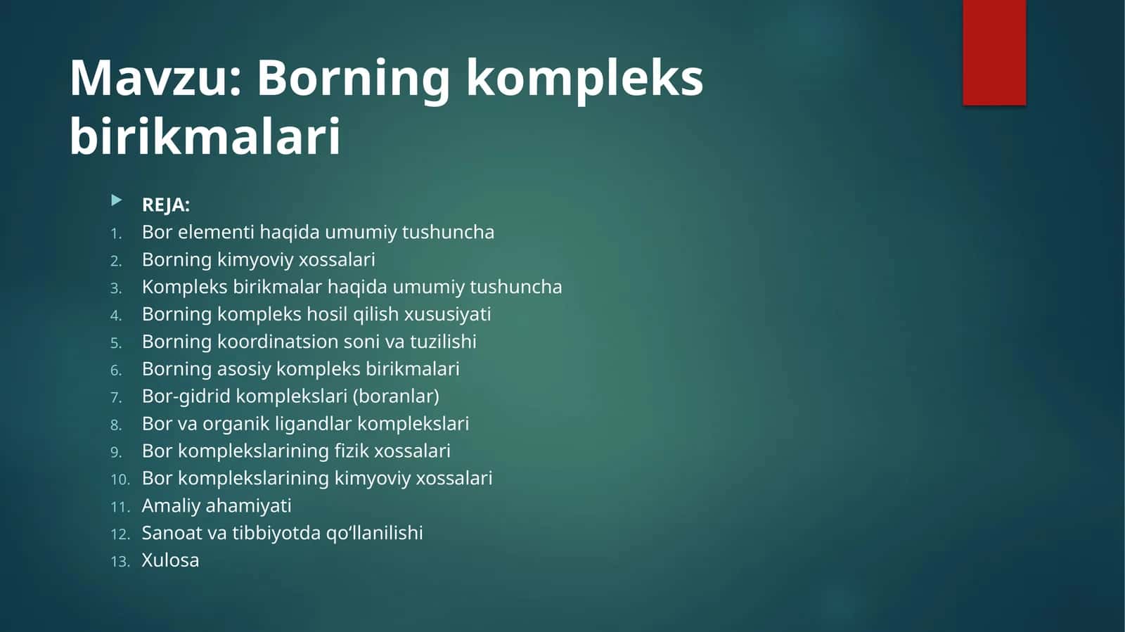 Borning kompleks birikmalari 1
