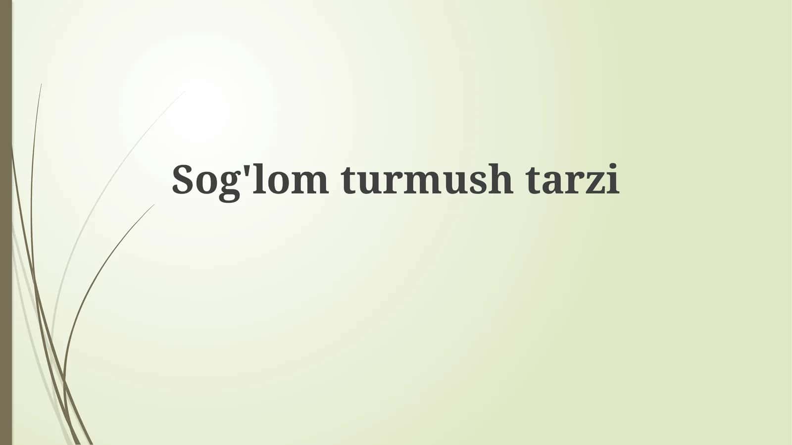 Sog'lomturmushtarzi 1