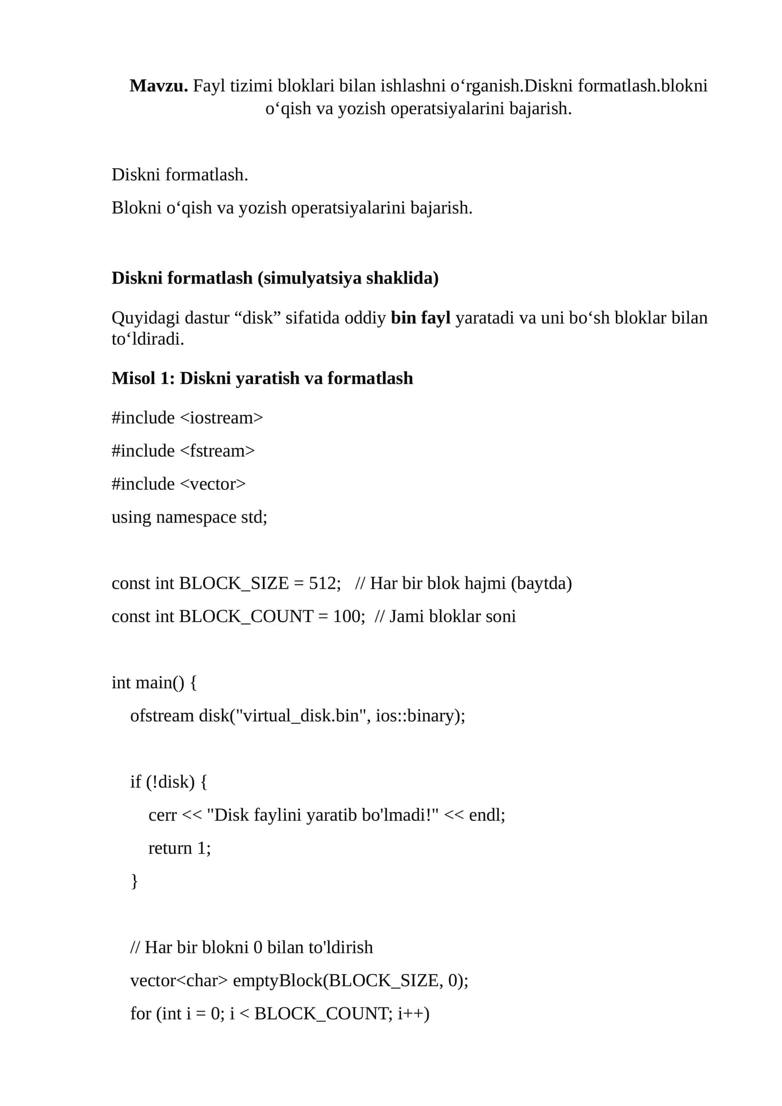 Diskni formatlash 1