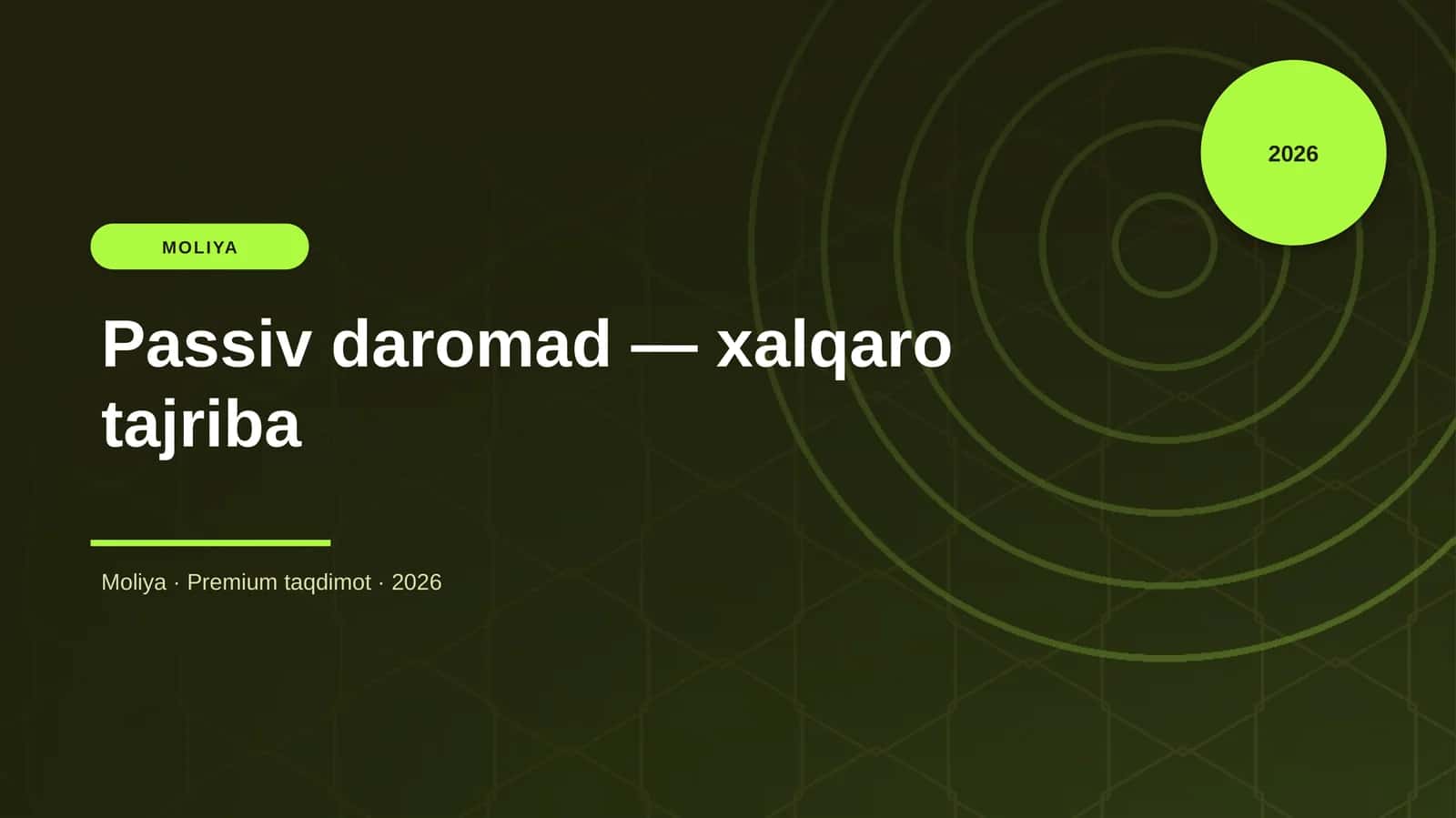 Passiv daromad — xalqaro tajriba 1