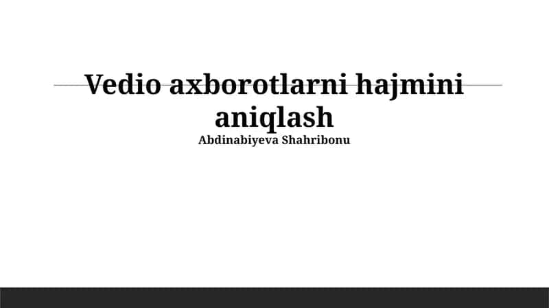 Video Hajmini Hisoblash Misollari 1