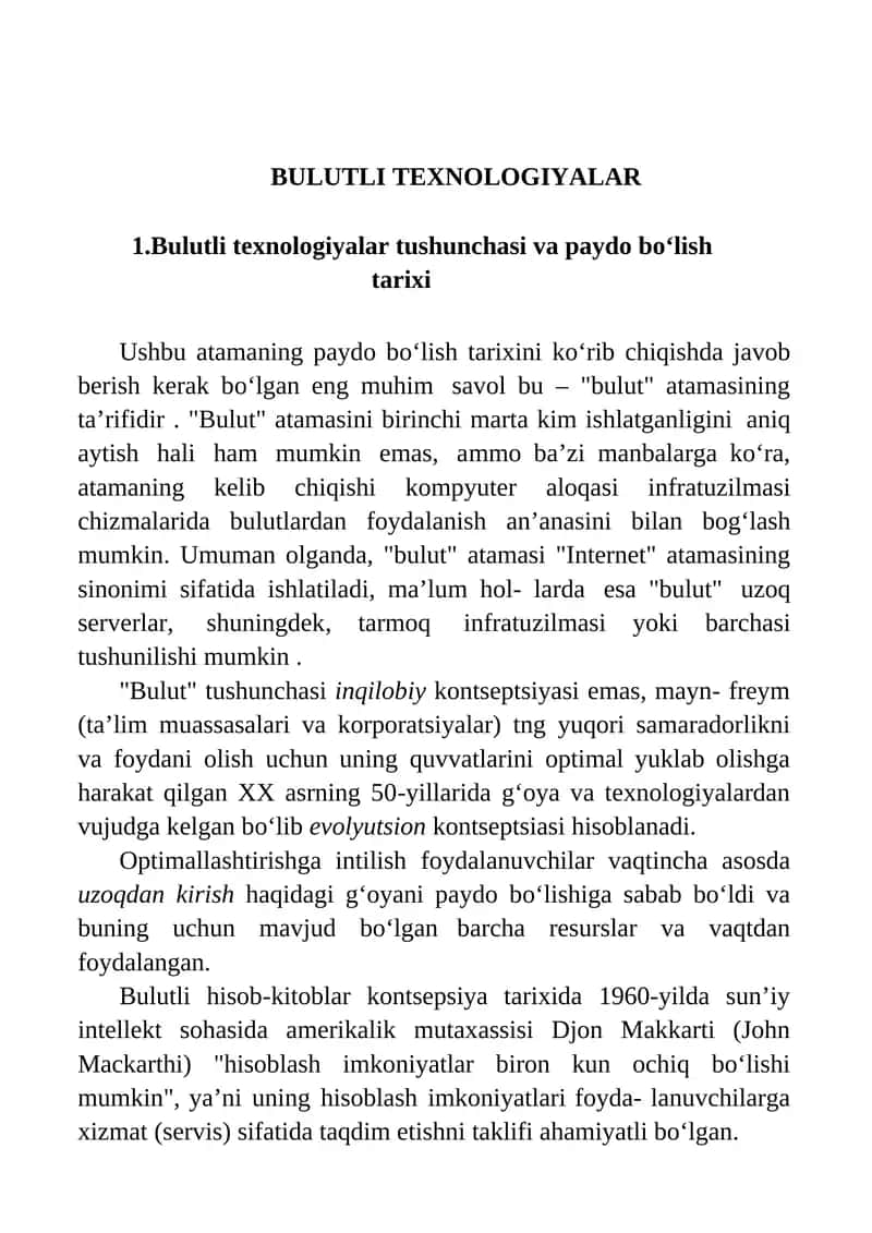 BULUTLI TEXNOLOGIYALAR 1