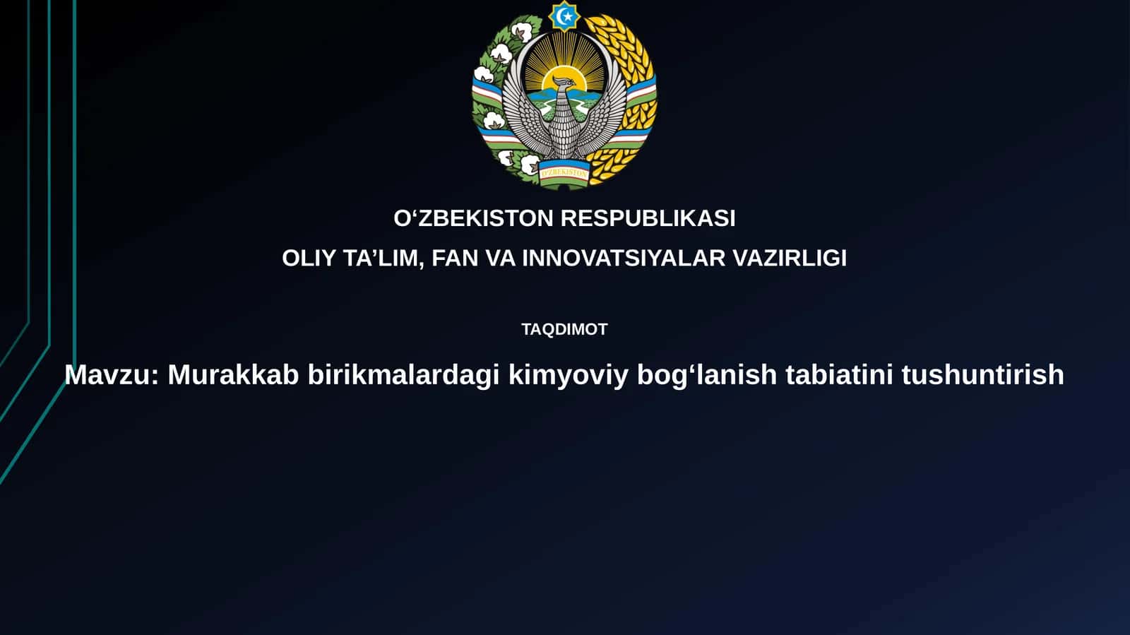 Murakkab birikmalar dagi kimyoviy bog'lanish 1