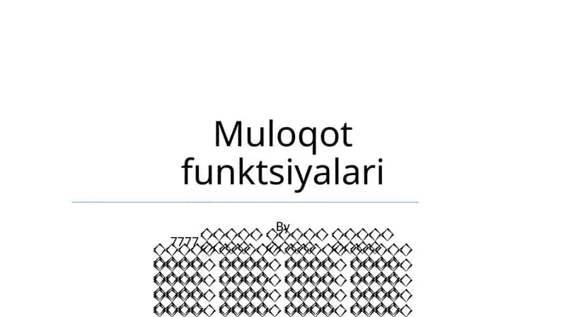 Muloqot funktsiyalari 1