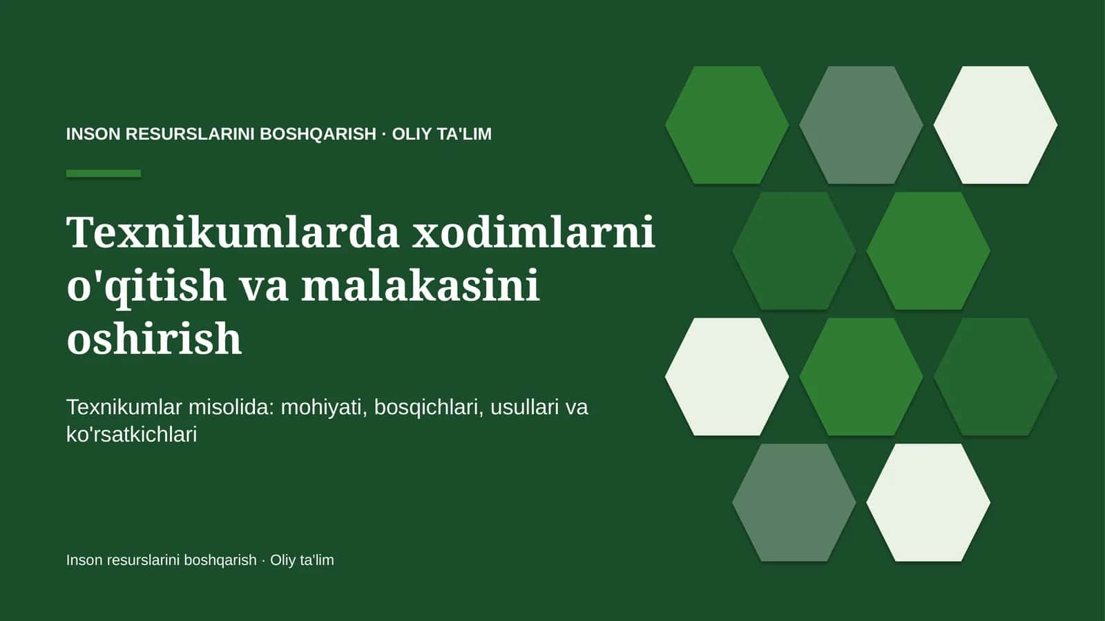 Texnikumlarda xodimlarni o'qitish va malakasini oshirish 1