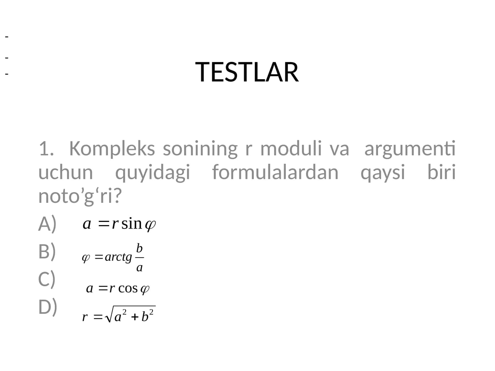 TESTLAR 1