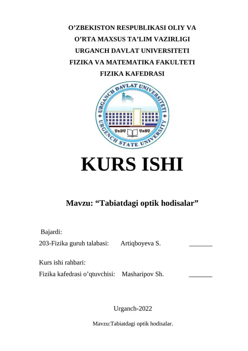 “Tabiatdagi optik hodisalar” 1