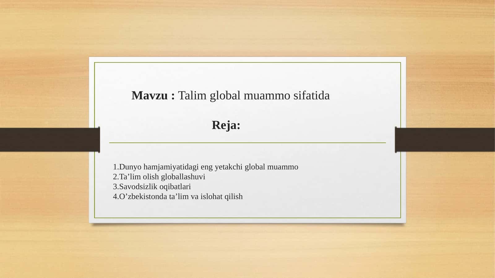 Talim global muammo sifatida 1