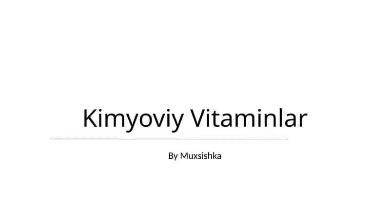 Kimyoviy Vitaminlar 1