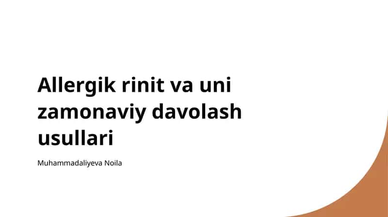Allergik rinit va uni zamonaviy davolash usullari 1