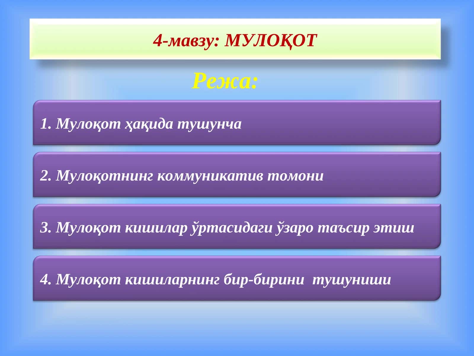 МУЛОҚОТ 1
