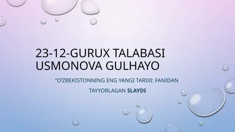 O’zbekistonning eng yangi tarixi 1