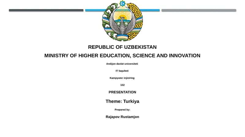 Presentation Theme: Turkiya 1