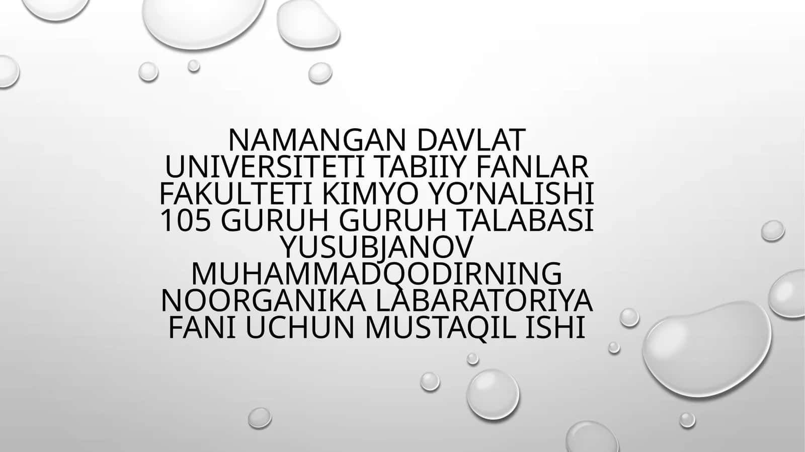 Kimyo yo’nalishi 105 guruh 1