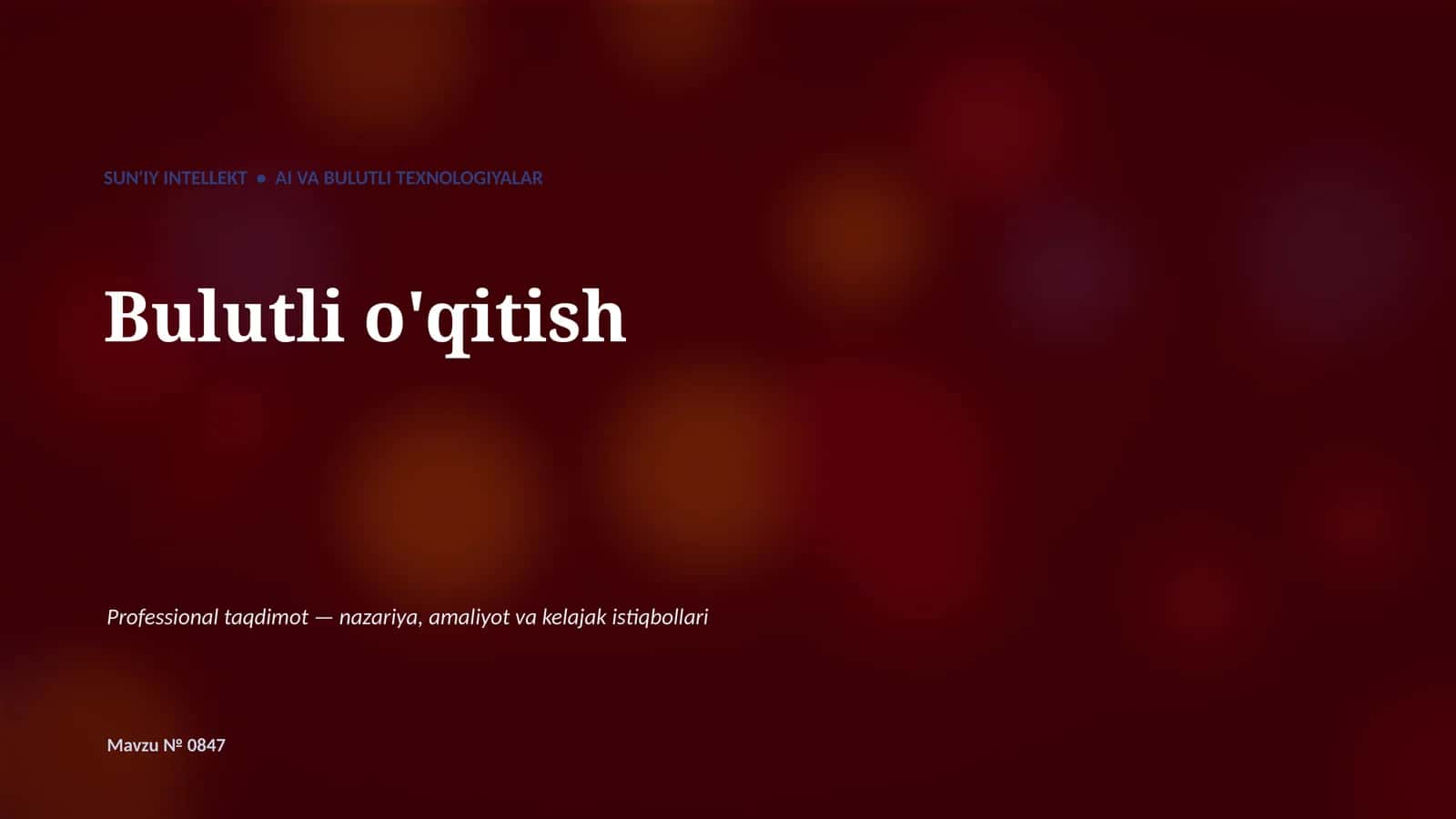 Bulutli o'qitish 1
