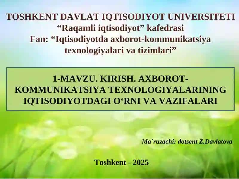 Iqtisodiyotda axborot-kommunikatsiya texnologiyalari va tizimlari