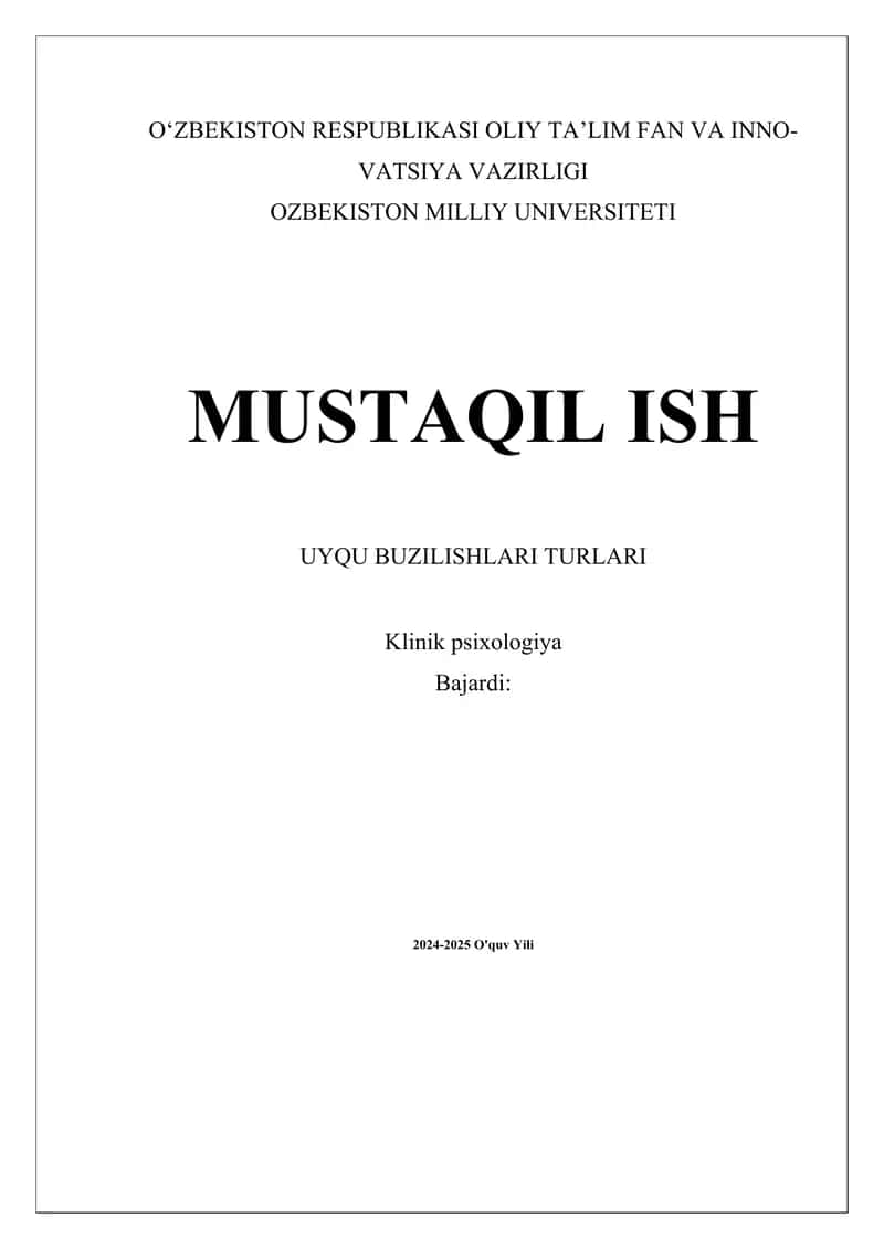 UYQU BUZILISHLARI TURLARI 1