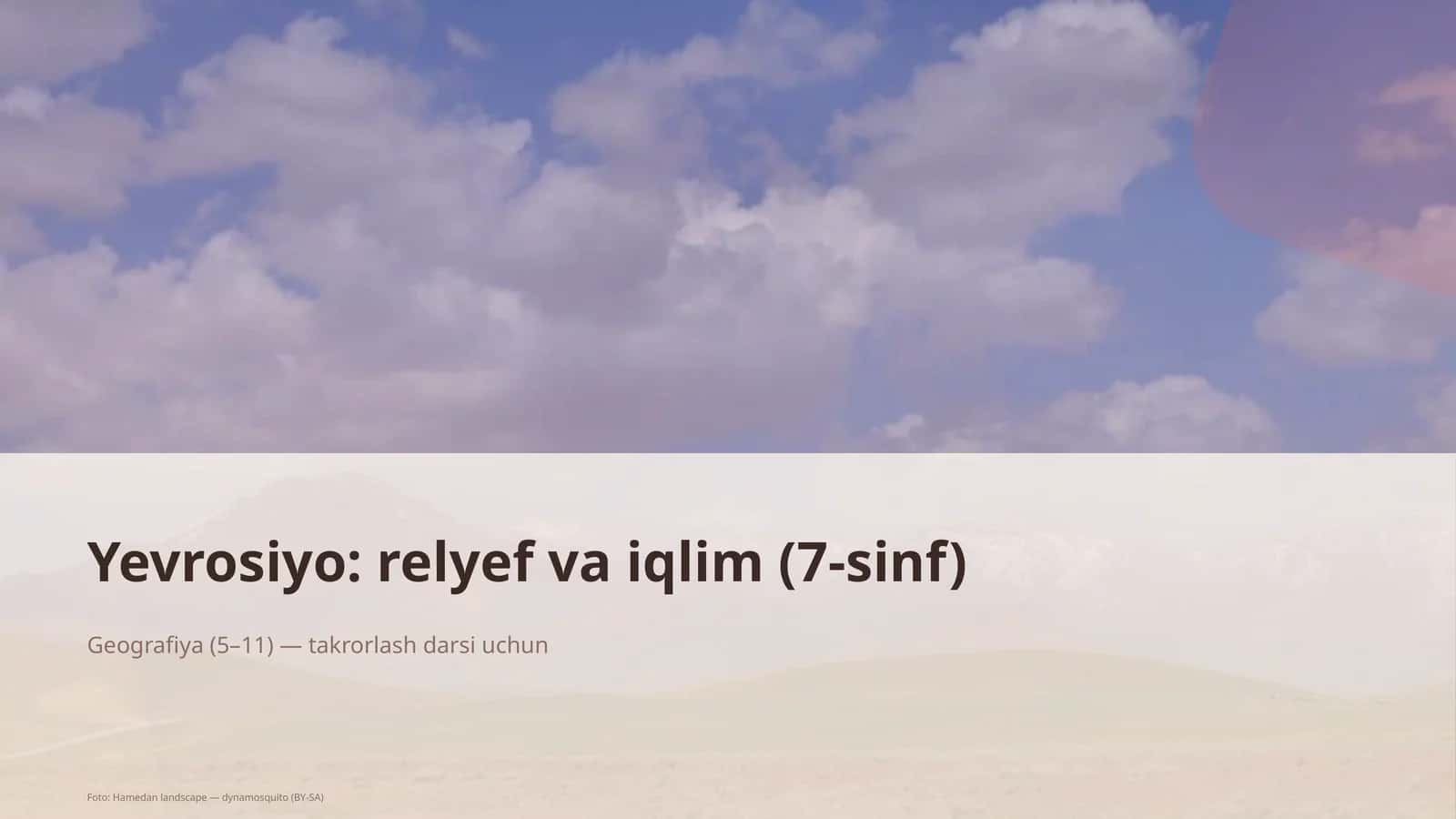 Yevrosiyo: relyef va iqlim (7-sinf) 1