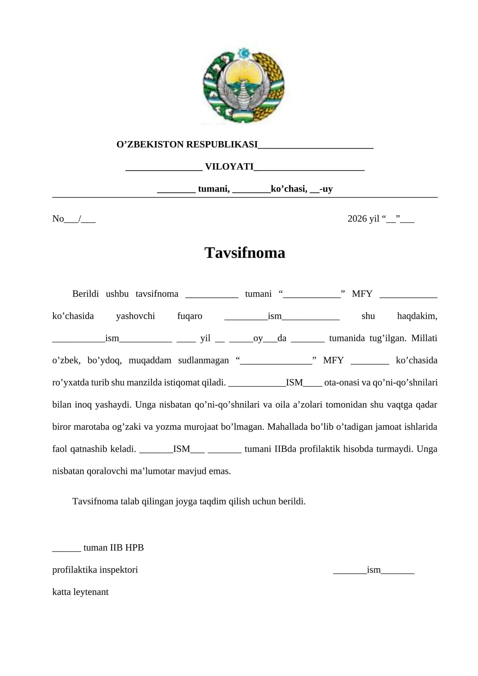 Tavsifnoma PDF namuna 1